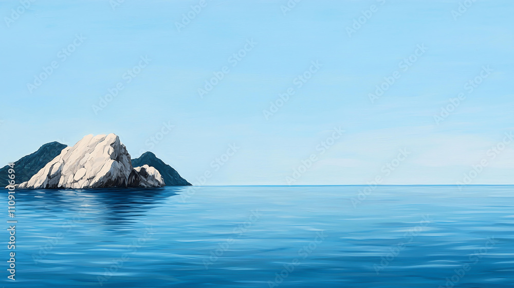 Fototapeta premium serene view of rocky islands in calm blue ocean under clear sky
