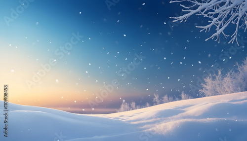 Wallpaper Mural Snowfall at sunrise over snowy landscape Torontodigital.ca