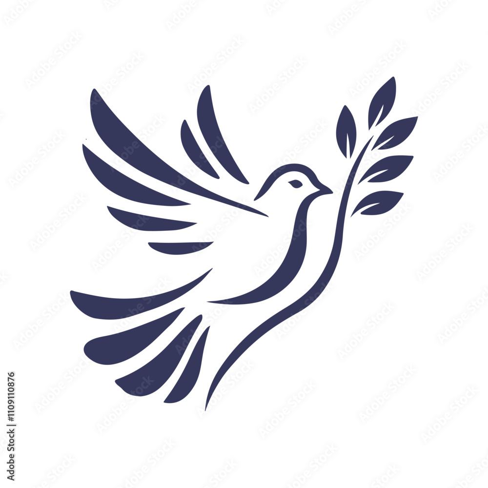 Fototapeta premium Dove of Peace with Olive Branch Vector Illustration