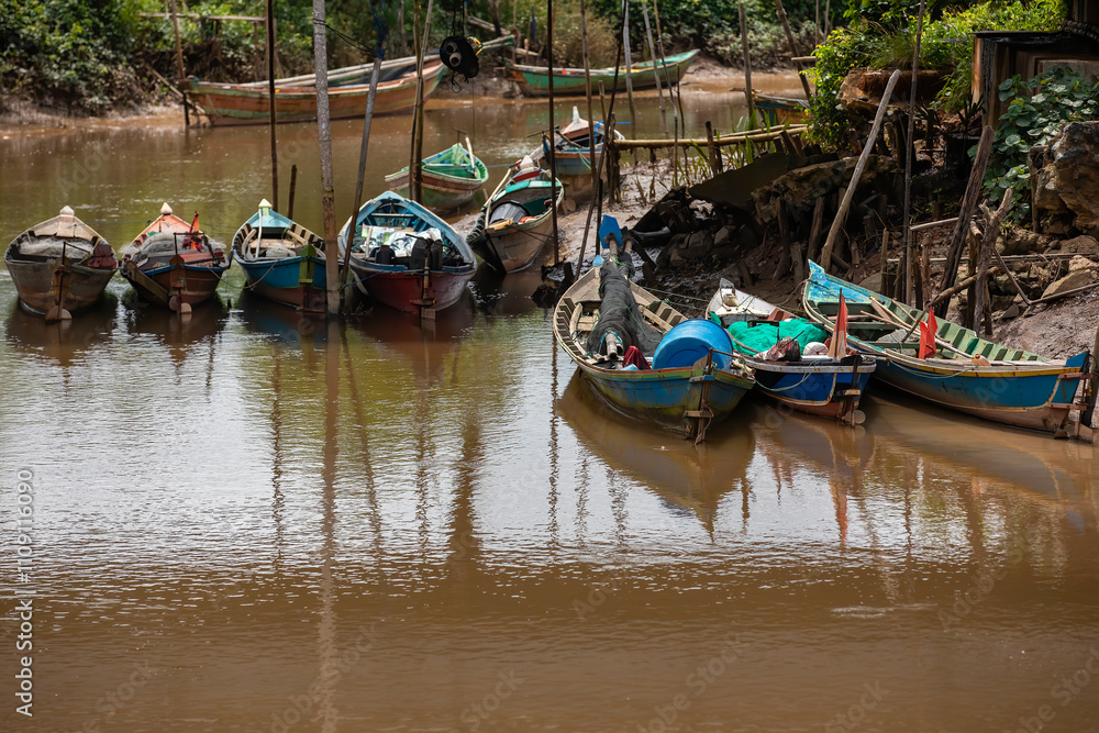 Obraz premium traditional fishing boat parking area