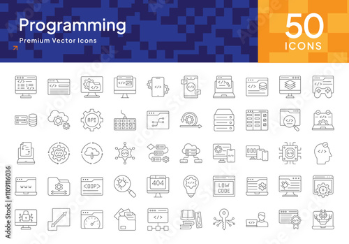 Programming Pack Modern Line Icons for Coding and Development