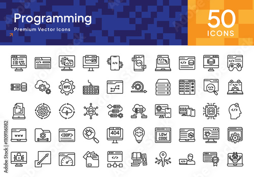 Programming Pack Sleek Line Icons for Tech and Software Design