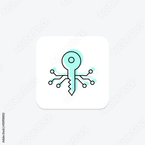 Digital Key color shadow thinline icon , vector, pixel perfect, illustrator file