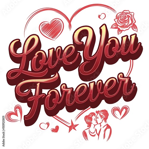 Love You Forever Romantic Heart Design Illustration photo