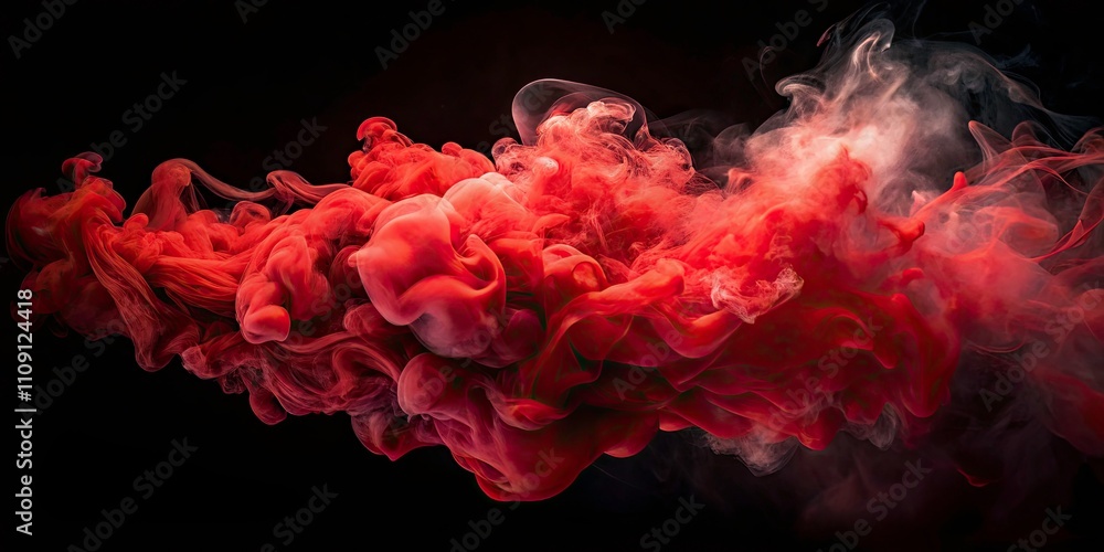 Fototapeta premium Captivating Red Smoke Isolated on Black Background - Ethereal, Dramatic, and Striking Visuals for Creative Projects and Artistic Expressions