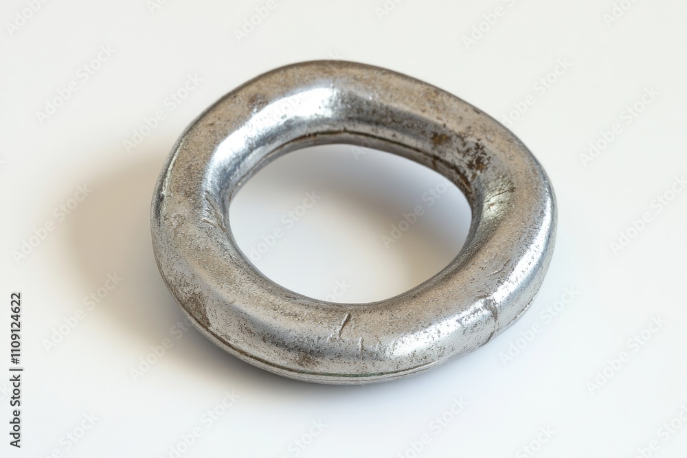 Close-up of a shiny metal ring sitting on a clean white surface Close-up of a shiny metal ring sitting on a clean white surface