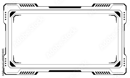 Hud frames black user interface elements design modern technology futuristic control panel screen digital hologram window gaming menu touching cyber monitor set on white background vector
