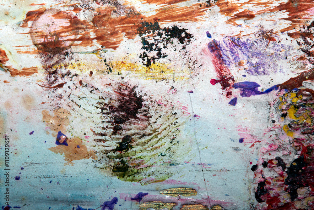 Fototapeta premium Dried Acrylic Ink Paint on a Palette Knife Artistic Creative
