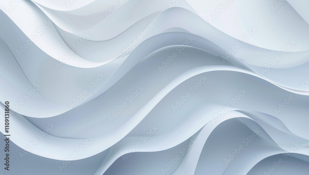 Fototapeta premium Curved, overlapping sheets of white paper create an abstract, flowing pattern with subtle textures and shadows
