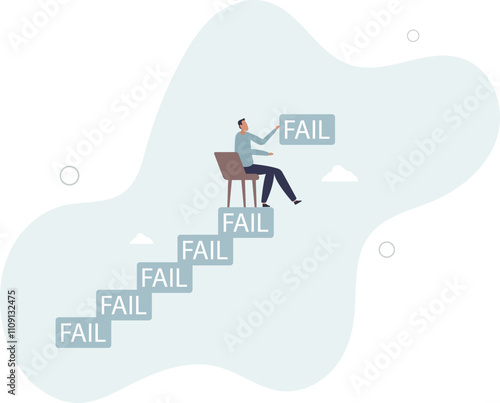Improve from failure build up stair to success, challenge and ambition to never give up, learn to fail as path to achieve goal concept.flat characters.