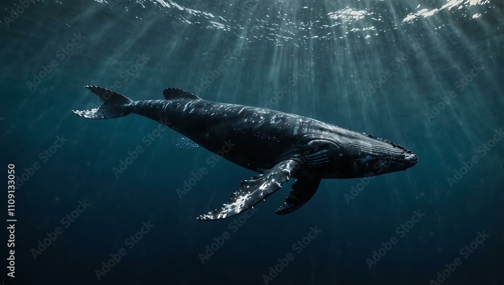 Fototapeta premium Whale swimming in the ocean.
