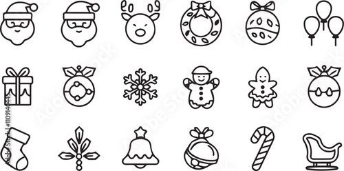 Christmas elements set icons design
