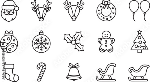 Christmas elements set icons design