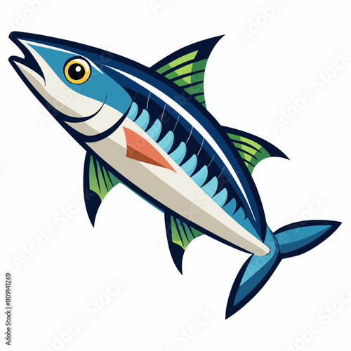 Vector Illustration of Mackerel on White Background