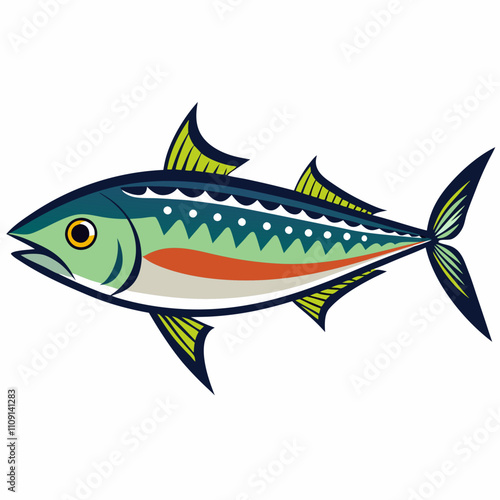 Vector Illustration of Mackerel on White Background