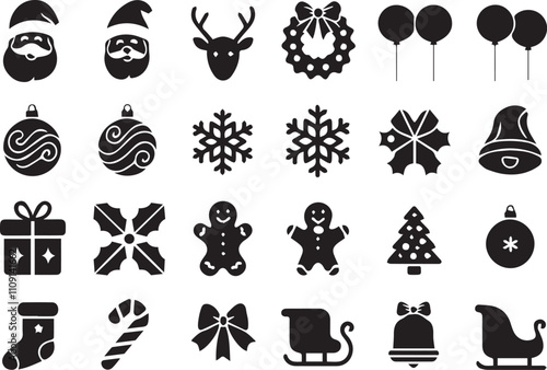 Christmas elements set icons design