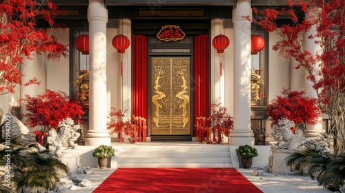 Wallpaper Mural Classic Chinese architecture with red and gold decorations for Lunar New Year Torontodigital.ca