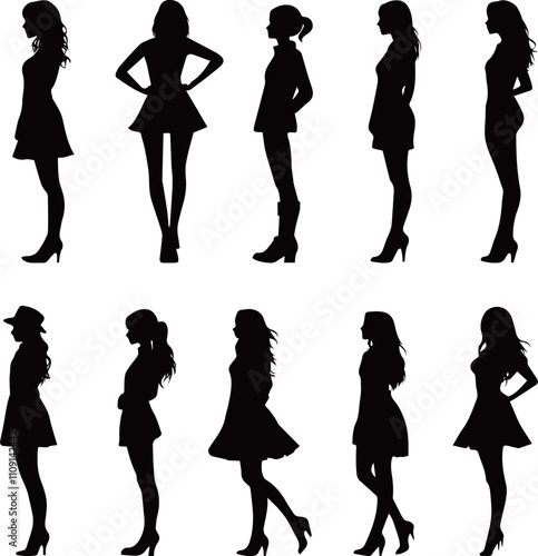 女性の全身シルエットセット