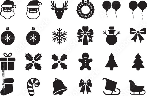 Christmas elements set icons design