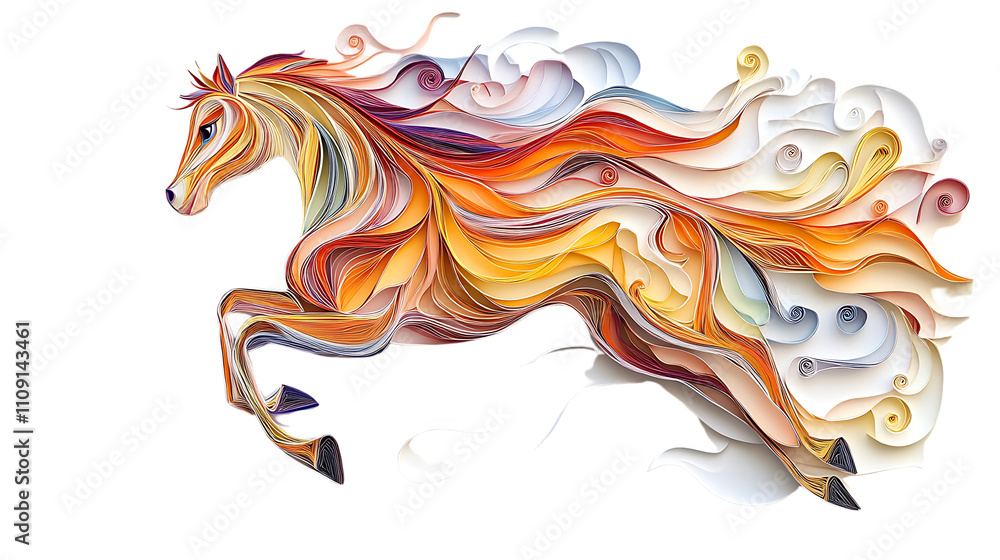Fototapeta premium Vibrant Abstract Horse Illustration with Colorful Flowing Lines