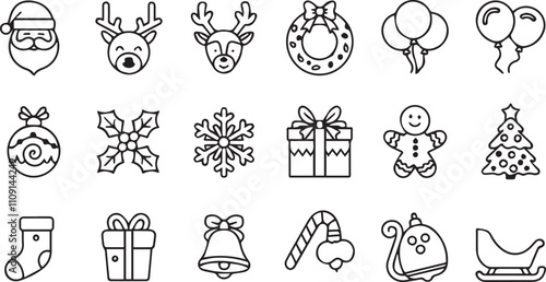 Christmas elements set icons design