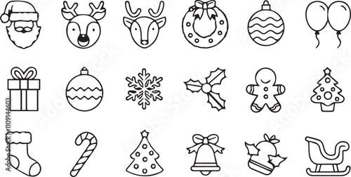 Christmas elements set icons design