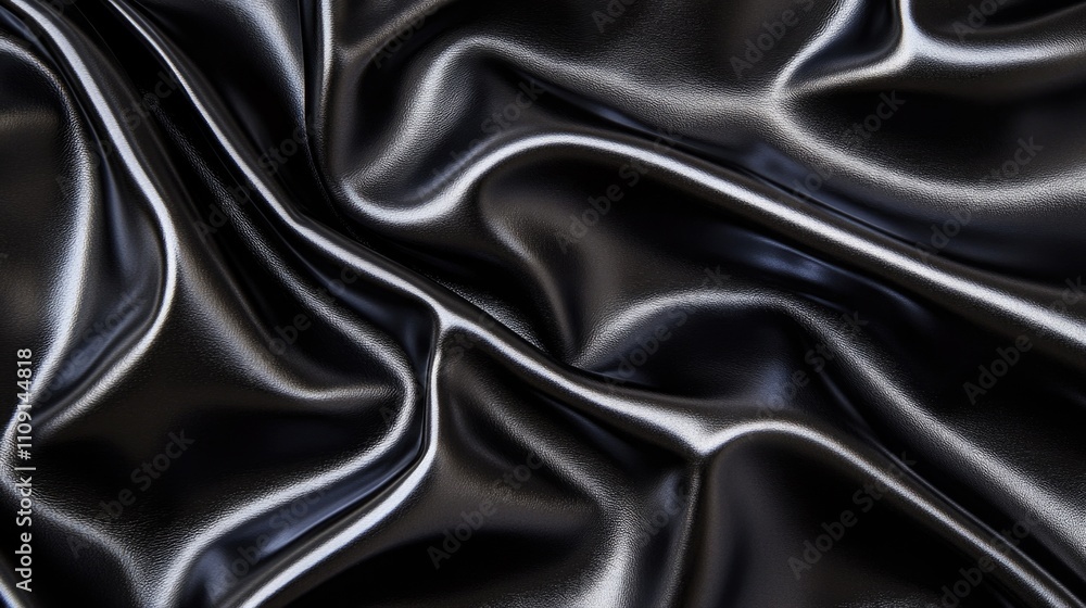 Obraz premium High-contrast image of a shiny black fabric up close