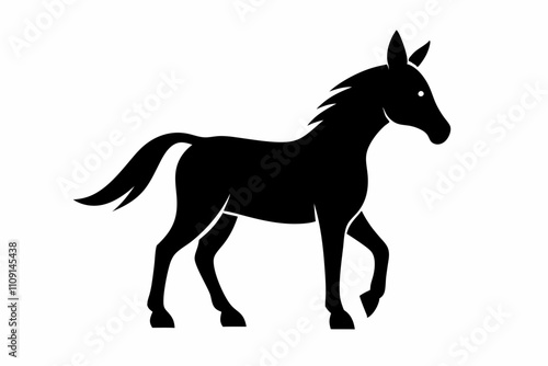 Horse silhouette black icon on white background,Dynamic movement captured in this black horse silhouette vector, enhancing the visual appeal of your design projects - vector stock.