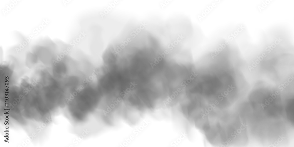 Obraz premium Bright black Smoke Cloud Illustration. Fantastic black smoke. Magic smoke. Smog cloud on podium or stage. Fog vapor over ground or water surface, magic haze.