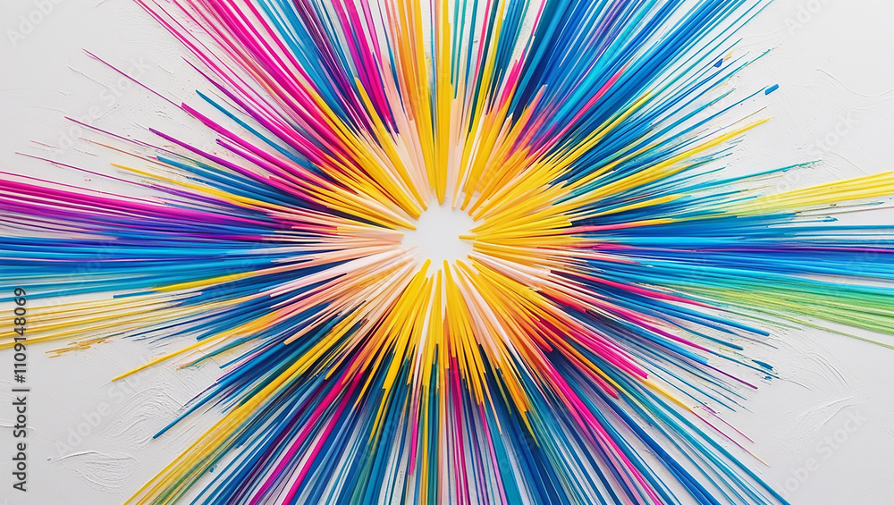 Obraz premium Abstract lines of vibrant colors radiating outwards, symbolizing the energy and vitality that good health provides.