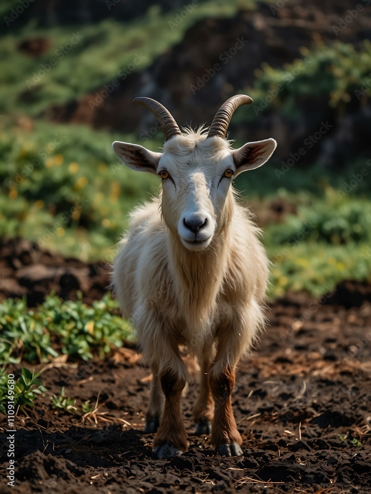 Fototapeta premium Wild goats roaming in Hawaii.