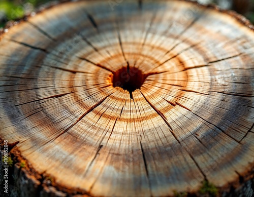 Detailed close-up of wood grain showing intricate textures and natural patterns found in tree rings. Generative AI photo