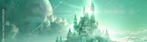 Fantasy Castle: Fantasy castle colors like castle stone gray, dragon scale green, and knight's armor silver create a fantasy castle theme photo