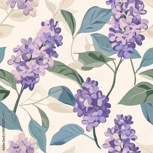 Seamless pattern with lilac flowers