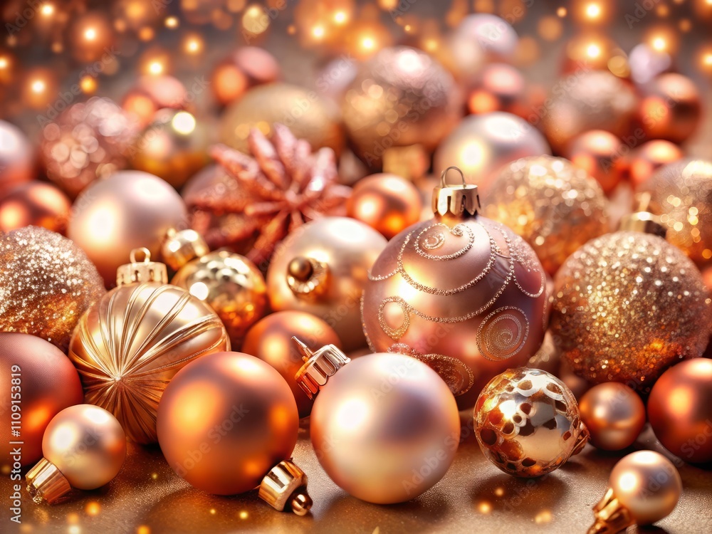 Elegant Pattern of Festive Rose Gold Ornaments for Holiday Themes, Ideal for Interior Decor and Seasonal Celebrations, Perfect for Digital and Print Design Projects Elegant Pattern of Festive Rose Gold Ornaments for Holiday Themes, Ideal for Interior Decor and Seasonal Celebrations, Perfect for Digital and Print Design Projects