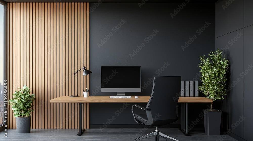 Fototapeta premium Modern Minimalist Office Interior with Natural Light