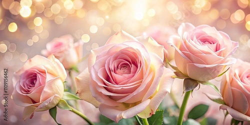 Soft Pink Roses with Bokeh Effect - Beautiful Floral Background, Romantic and Dreamy, Perfect for Weddings, Invitations, and Home Decor, Elegant Floral Design, Nature Photography