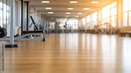 Wallpaper Mural Modern fitness center with exercise machines, wooden floor, and bright sunlight creating a healthy and inviting atmosphere Torontodigital.ca