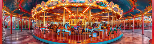 Carnival Carousel: Carnival carousel colors like carousel pink, cotton candy blue, and ticket booth red create a carnival carousel theme