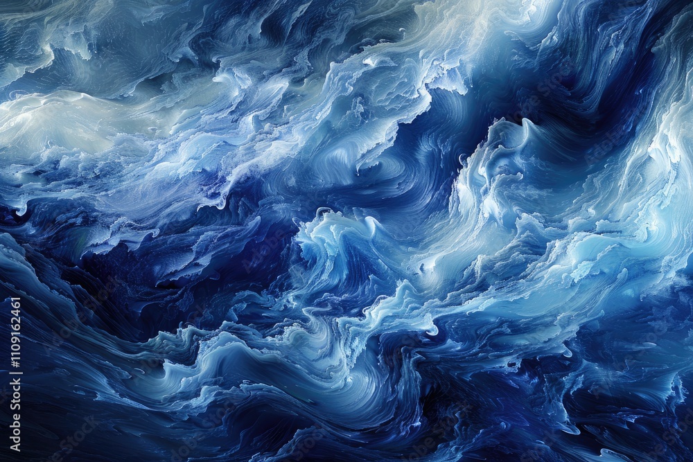 Obraz premium Abstract Swirling Blue and White Liquid Texture