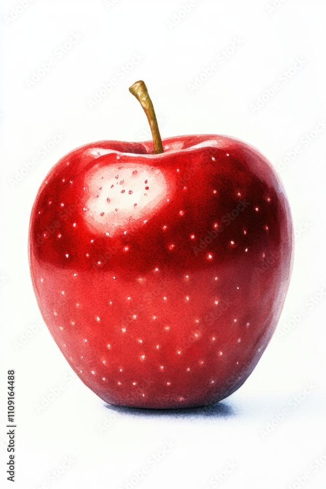 Fototapeta premium A bright red apple with small white dots, ready for picking or decorating