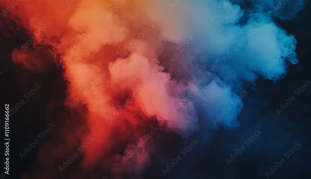 Colorful smoke explosion on a black background,