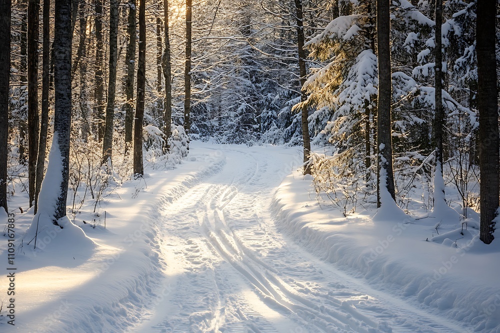 Obraz premium Majestic sunrise in the winter mountain with sunset and snow