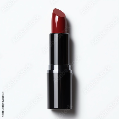 A bold red lipstick on a clean surface, perfect for showcasing beauty products. Ideal for makeup tutorials, beauty blogs, and cosmetic advertisements. photo