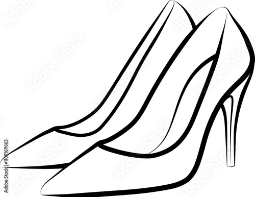 High Heels Line Art Illustration