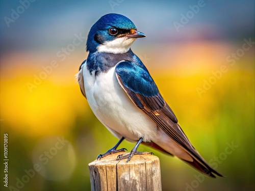 White-rumped Swallow Argentina Corrientes Bird Photography Wildlife Portrait Wooden Pole photo