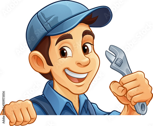 Mechanic Plumber Cartoon Wr...