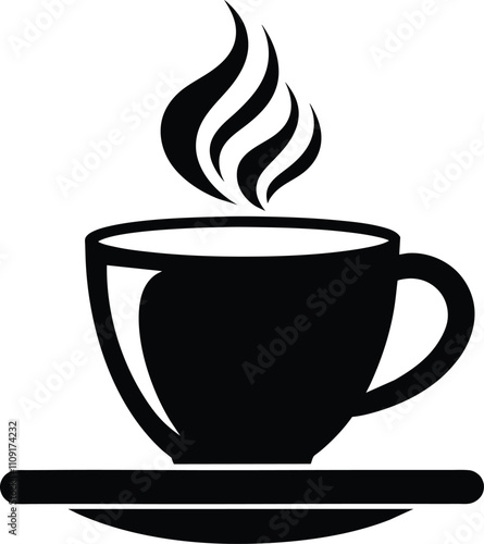 Inviting Steaming Coffee Cup Vector Illustration silhouette.