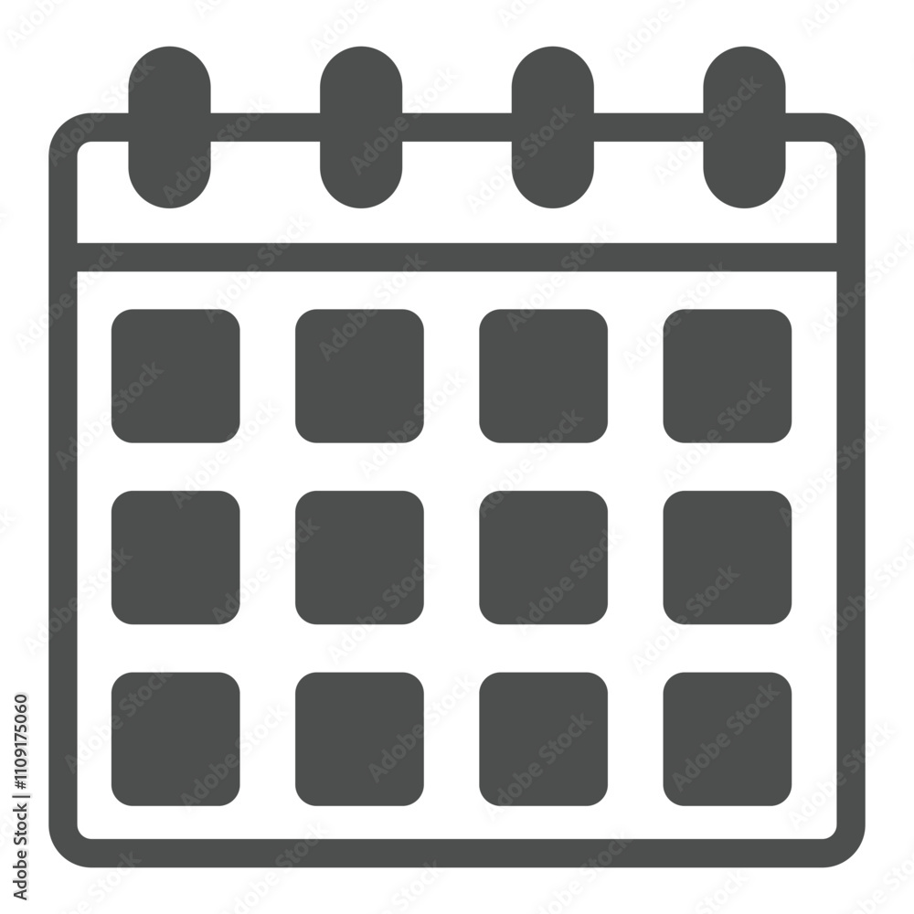 Calendar with dates solid icon, Agenda concept. Vector graphics. Appointment sign on white background, glyph style icon for mobile or web design. Calendar with dates solid icon, Agenda concept. Vector graphics. Appointment sign on white background, glyph style icon for mobile or web design.