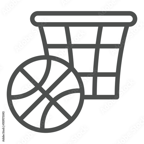 Basket with ball line icon, basketball game concept. Vector graphics. Basketball sign on white background, outline style icon for mobile or web design.